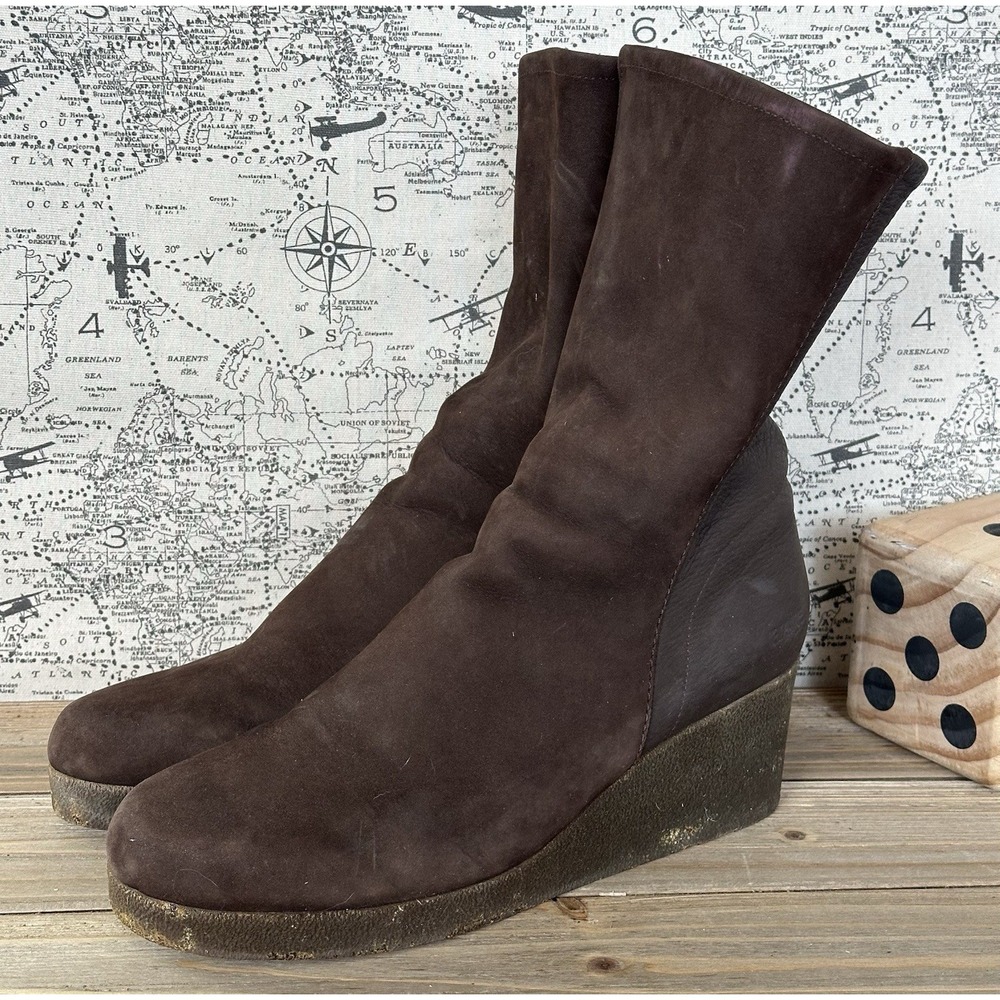 Arche Wedge Brown Suede Boots Women's Sz 9 Grunge City